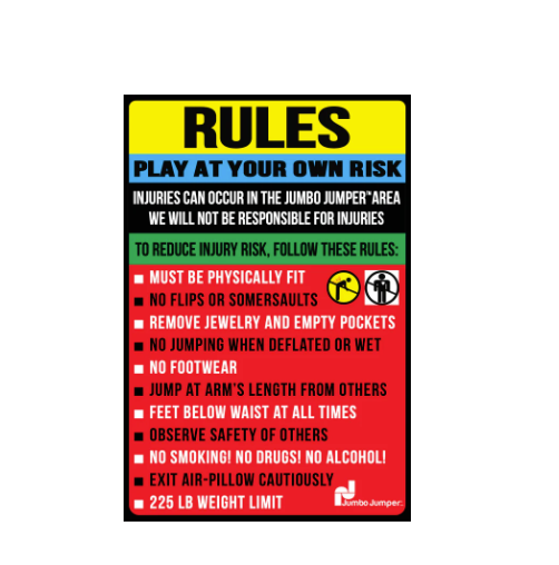 Jumbo Jumper Rules Sign